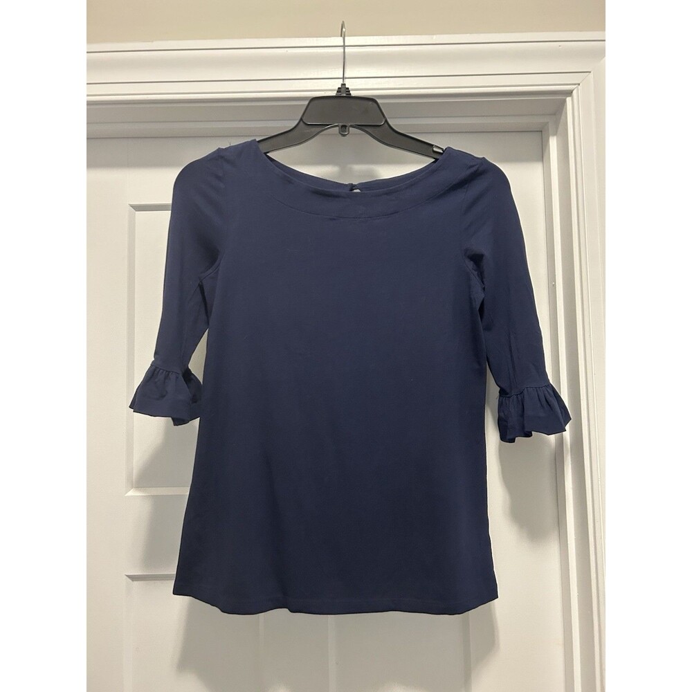 Lilly Pulitzer Womens Top Small Blue Navy Office Workwear Bell Sleeve Everyday
